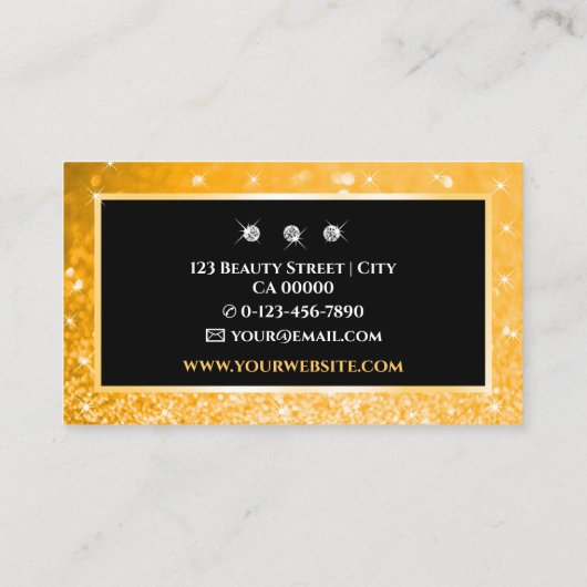 Eleganter Luxus Bright Orange Sparkling Diamond Visitenkarte (Rückseite)