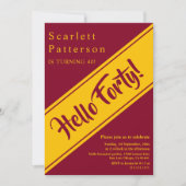 Eleganter Luxus Burgund und Gold 40. Geburtstag Einladung (Vorderseite)