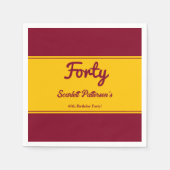 Eleganter Luxus Burgund und Gold 40. Geburtstag Serviette (Vorderseite)