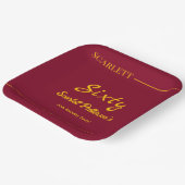 Eleganter Luxus Burgund und Gold Moderne Geburtsta Pappteller (Gewinkelt)