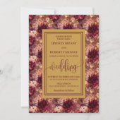 Eleganter Luxus Burgundy Gold Floral Wedding Einla Einladung (Vorderseite)