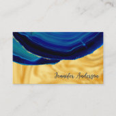 Eleganter Luxus Chic Gold Blue Agate Social Media Visitenkarte (Vorderseite)