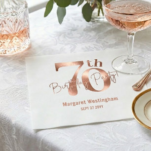 Eleganter Luxus Chic Rose 70. Geburtstag Serviette