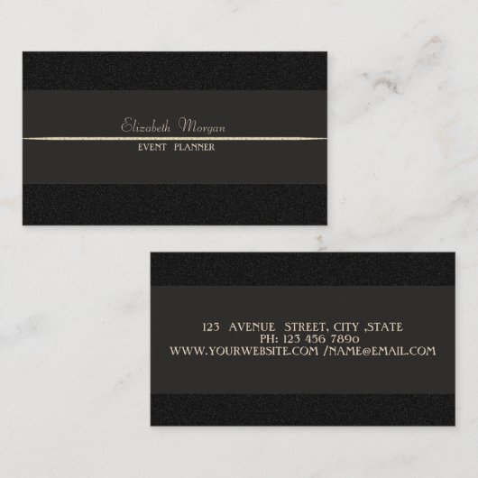 Eleganter Luxus einfach, schwarz Visitenkarte (Vorne/Hinten)
