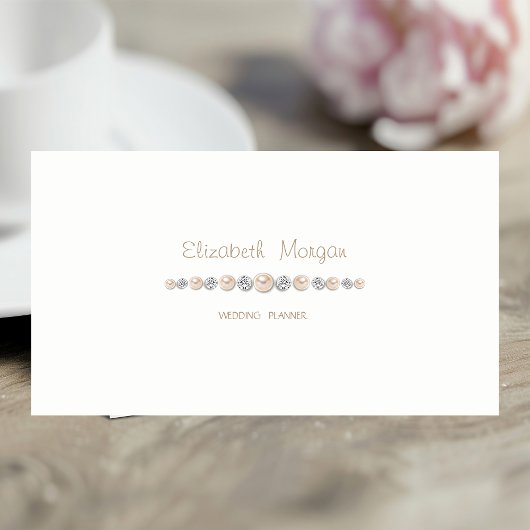 Eleganter Luxus einfach, weiß, Diamanten, Perlen Visitenkarte
