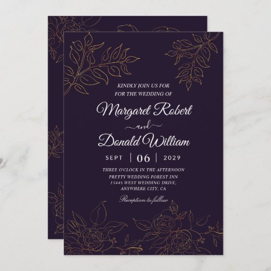 Eleganter Luxus Einladung (Vorne/Hinten)