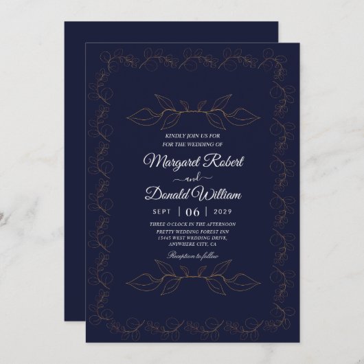 Eleganter Luxus Einladung (Vorne/Hinten)