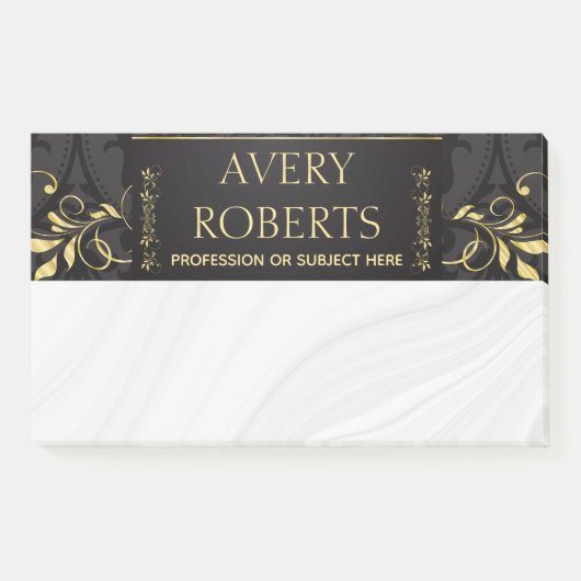 Eleganter Luxus Floral schwarzer Golddampfer Post-it Klebezettel (Vorderseite)