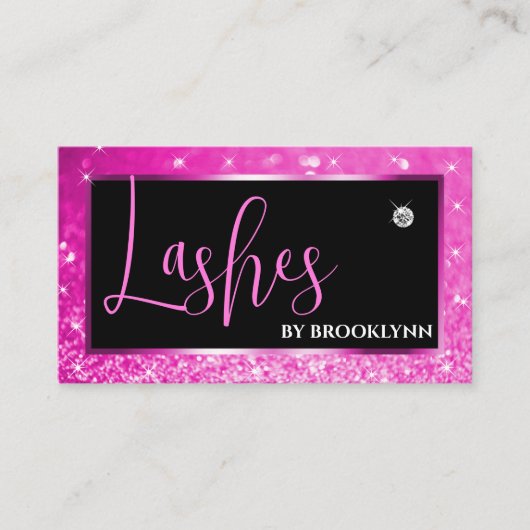 Eleganter Luxus Girly Pink Glitzy Sparkling Diamon Visitenkarte (Vorderseite)