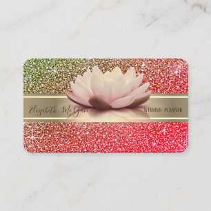 Eleganter Luxus-Glitter, Goldstreifen, Lotus-Ombre Visitenkarte