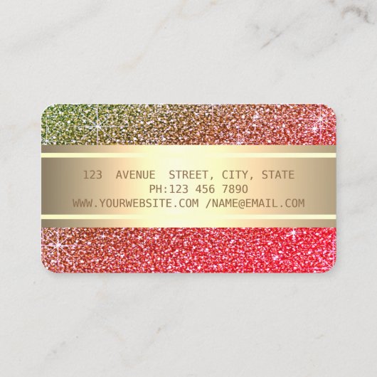 Eleganter Luxus-Glitzer, Goldrand, Lotus Ombre Visitenkarte (Rückseite)