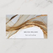 Eleganter Luxus Gold 3D Abstract | QR-Code Visitenkarte (Vorderseite)