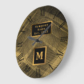 Eleganter Luxus Gold Black Wave Mit Monogramm Große Wanduhr (Winkel)