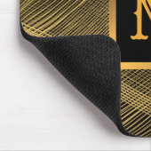 Eleganter Luxus Gold Black Wave Mit Monogramm Mousepad (Ecke)