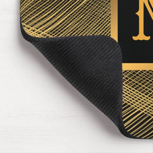 Eleganter Luxus Gold Black Wave Mit Monogramm Mousepad (Ecke)