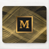 Eleganter Luxus Gold Black Wave Mit Monogramm Mousepad (Vorne)