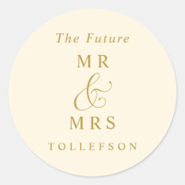 Eleganter Luxus Gold Cream Wedding Umschlag Runder Aufkleber
