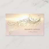 Eleganter Luxus Gold Feather Visitenkarte (Vorderseite)