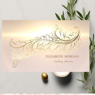 Eleganter Luxus Gold Feather Visitenkarte