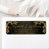 Eleganter Luxus Gold Floral & Dark Rücksendeadress (Insitu)