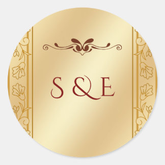 Eleganter Luxus Gold Metall Hochzeit Aufkleber