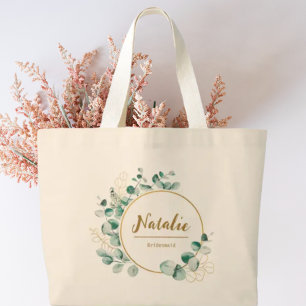 Eleganter Luxus Gold- und Grün-Brautparty Jumbo Stoffbeutel