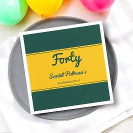 Eleganter Luxus Grün und Gold Chic 40. Geburtstag Serviette