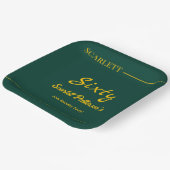 Eleganter Luxus Grün und Gold Moderne Geburtstag Pappteller (Gewinkelt)