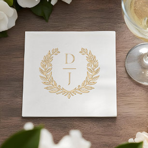 Eleganter Luxus Handgezeichneter Kranz Hochzeitsmo Servietten Mit Folie