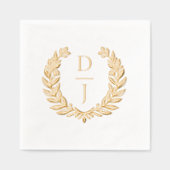 Eleganter Luxus Handgezeichneter Kranz Hochzeitsmo Servietten Mit Folie (Vorderseite)