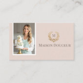 Eleganter Luxus-Heimbäcker Blumen-Wappen-Monogramm Visitenkarte (Vorderseite)