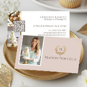 Eleganter Luxus-Heimbäcker Blumen-Wappen-Monogramm Visitenkarte