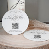 Eleganter Luxus-Hochzeitsfoto-Sharing-QR-Code Runder Pappuntersetzer