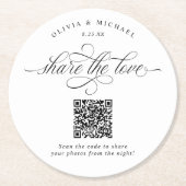 Eleganter Luxus-Hochzeitsfoto-Sharing-QR-Code Runder Pappuntersetzer (Vorderseite)