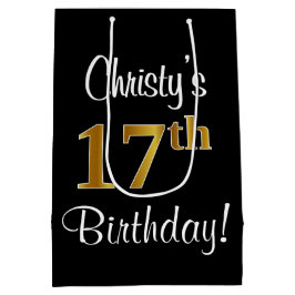 Eleganter Luxus, Imitate Gold Look 17. Geburtstag Mittlere Geschenktüte