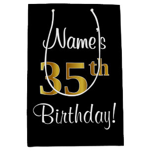 Eleganter Luxus, Imitate Gold Look 35. Geburtstag Mittlere Geschenktüte