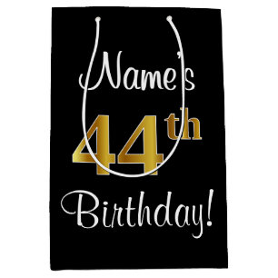 Eleganter Luxus, Imitate Gold Look 44. Geburtstag Mittlere Geschenktüte