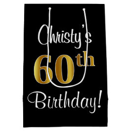 Eleganter Luxus, Imitate Gold Look 60. Geburtstag Mittlere Geschenktüte