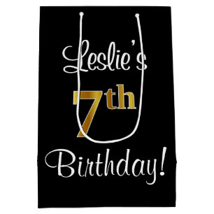 Eleganter Luxus, Imitate Gold Look 7. Geburtstag Mittlere Geschenktüte