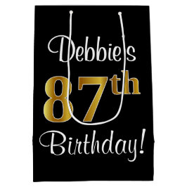 Eleganter Luxus, Imitate Gold Look 87. Geburtstag Mittlere Geschenktüte
