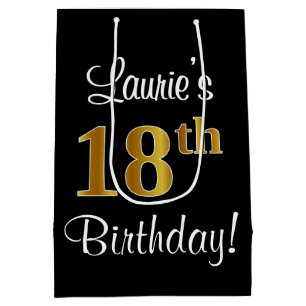 Eleganter Luxus, Imitats Gold Look 18. Geburtstag Mittlere Geschenktüte