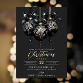 Eleganter Luxus in schwarz und gold baubles Weihna Einladung