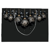 Eleganter Luxus in schwarz und gold baubles Weihna Große Geschenktüte (Rückseite)