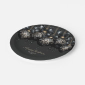 Eleganter Luxus in schwarz und gold baubles Weihna Pappteller (Schrägansicht)
