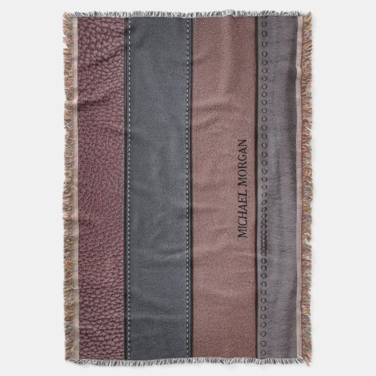 Eleganter Luxus Leather Look Brown Black Decke (Vorderseite Vertikal)