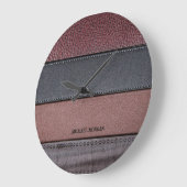 Eleganter Luxus Leather Look Brown Black Große Wanduhr (Winkel)