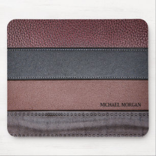 Eleganter Luxus Leather Look Brown Black Mousepad