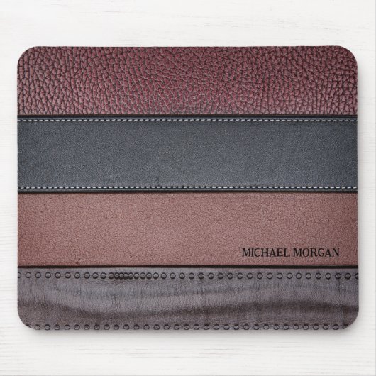 Eleganter Luxus Leather Look Brown Black Mousepad (Vorne)