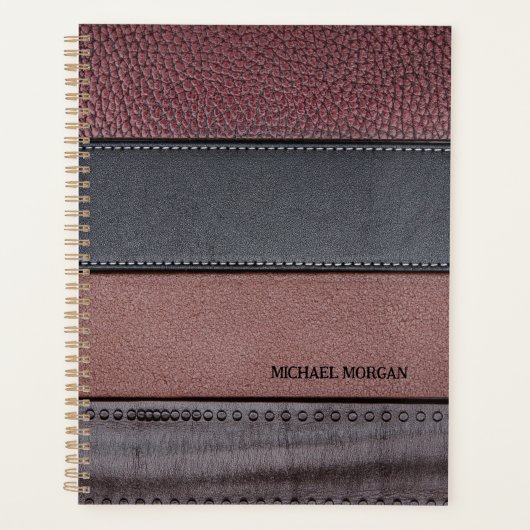 Eleganter Luxus Leather Look Brown Black Planer (Vorderseite)