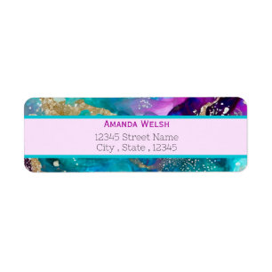 Eleganter Luxus lila rosa aquamarine Goldrücklauf